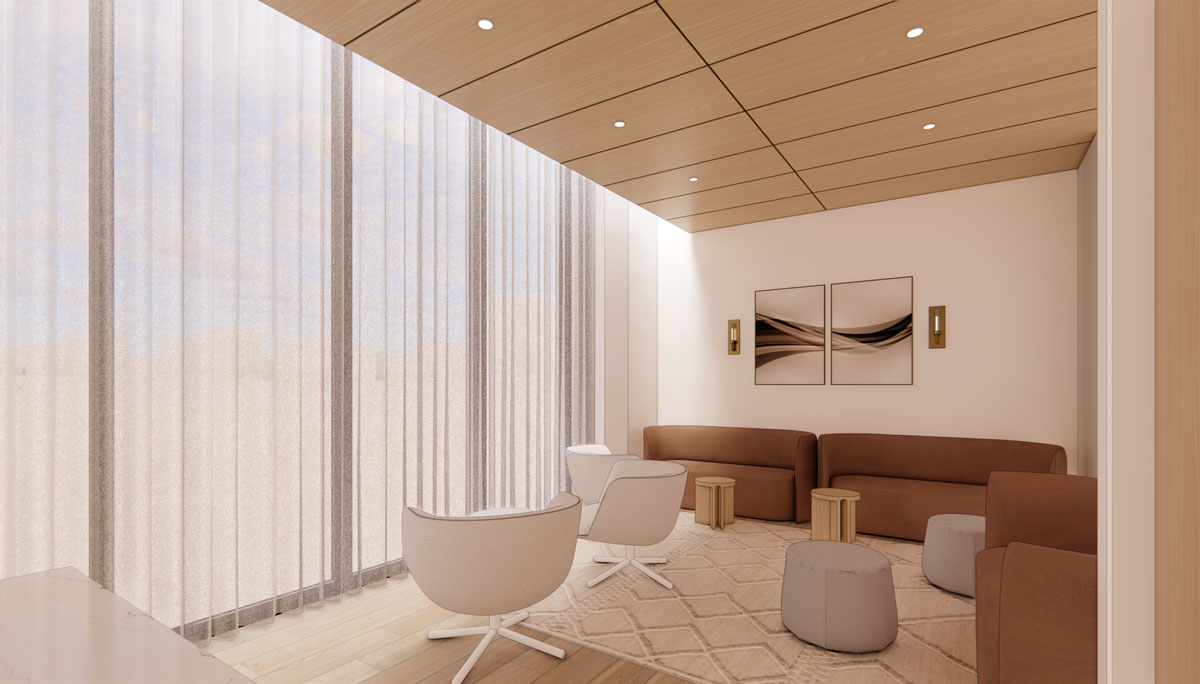 Sojourn Spa relaxation room rendering